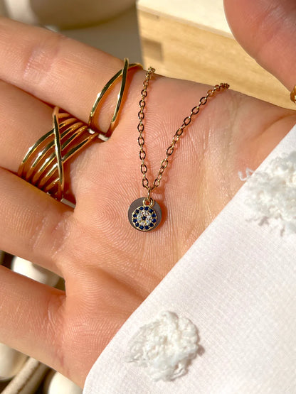Initial Pendant with Evil Eye Charm (Silver)