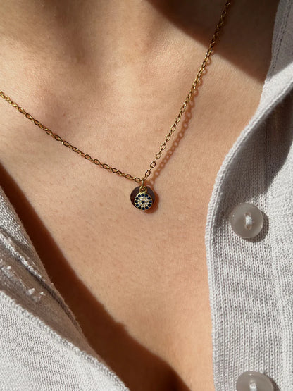 Initial Pendant with Evil Eye Charm (Silver)