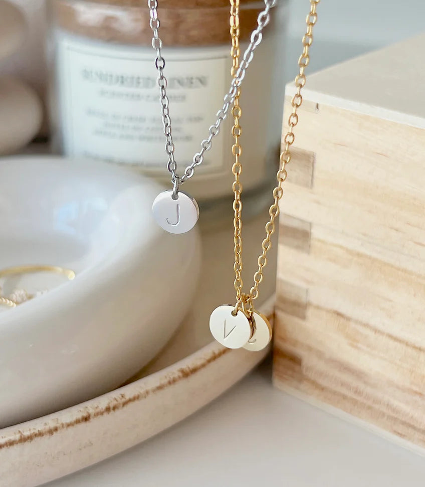 His & Her Initial Coin Pendant