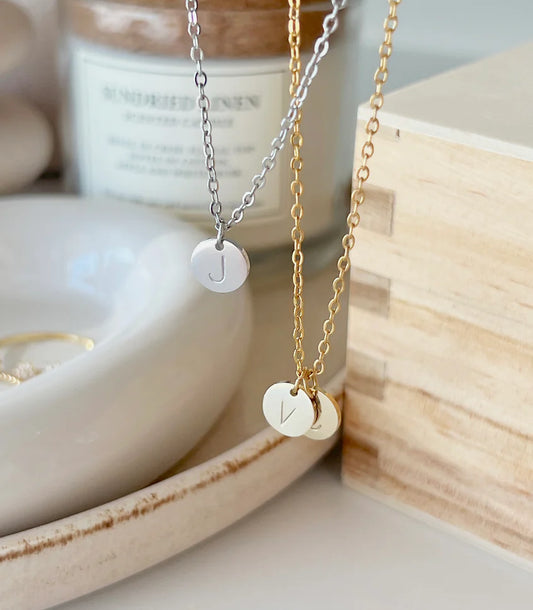 His & Her Initial Coin Pendant