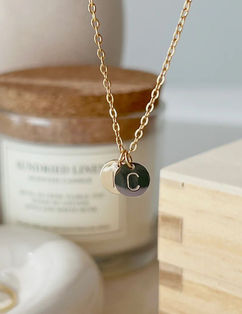 His & Her Initial Coin Pendant