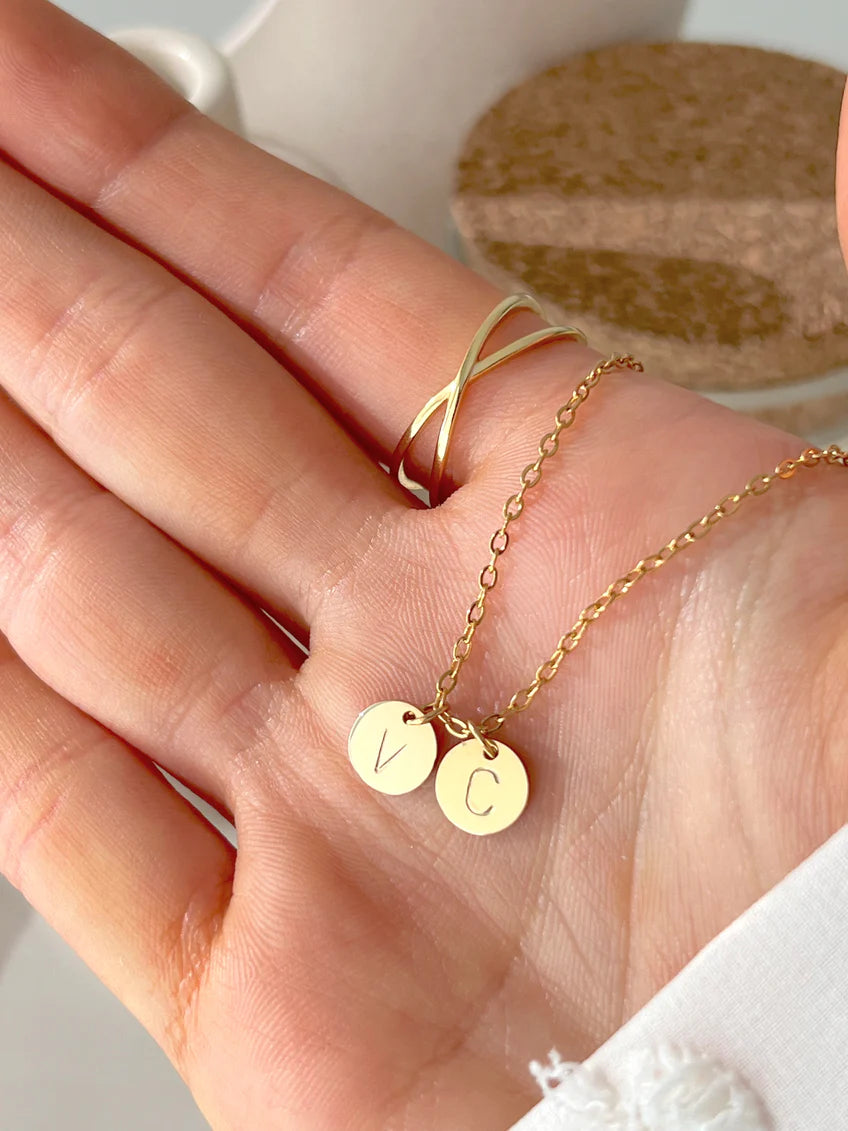 His & Her Initial Coin Pendant