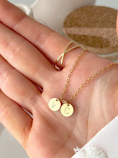 His & Her Initial Coin Pendant