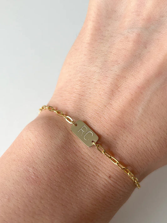 Rectangle Initial Bracelet