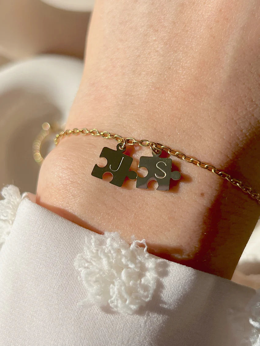 Two Initial Puzzle Bracelet