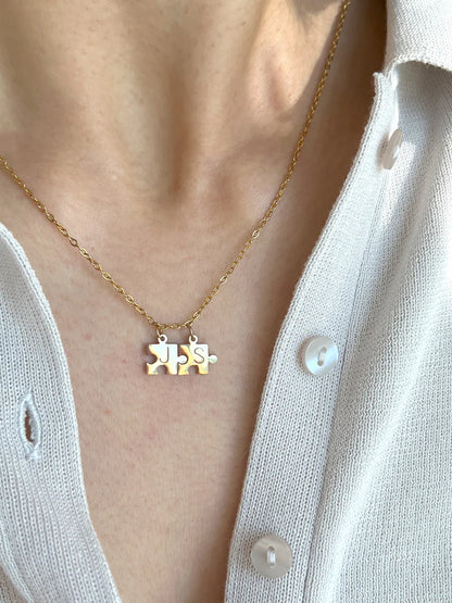 His & Her Initial Puzzle Pendant