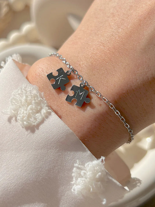 Two Initial Puzzle Bracelet