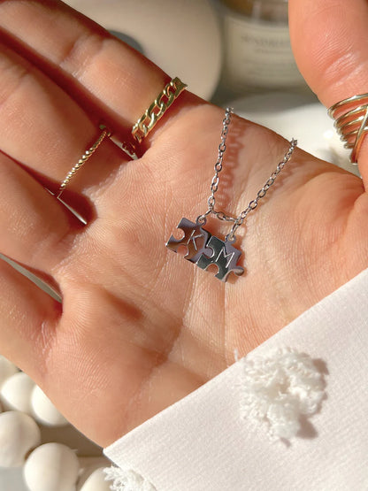His & Her Initial Puzzle Pendant