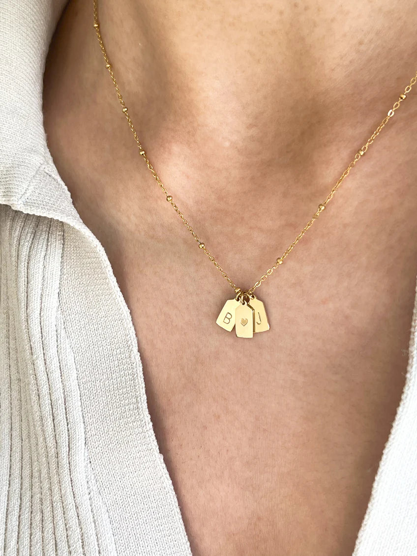 His & Her Initial Pendant with Heart