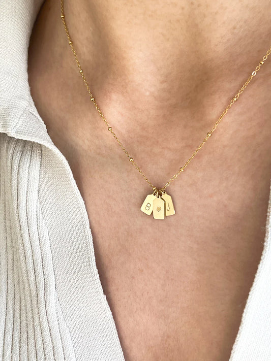 His & Her Initial Pendant with Heart