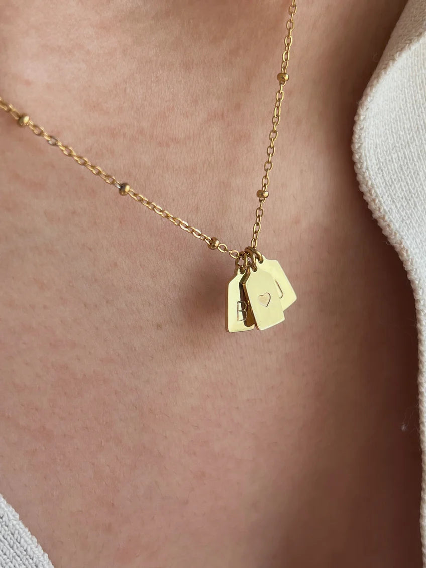 His & Her Initial Pendant with Heart