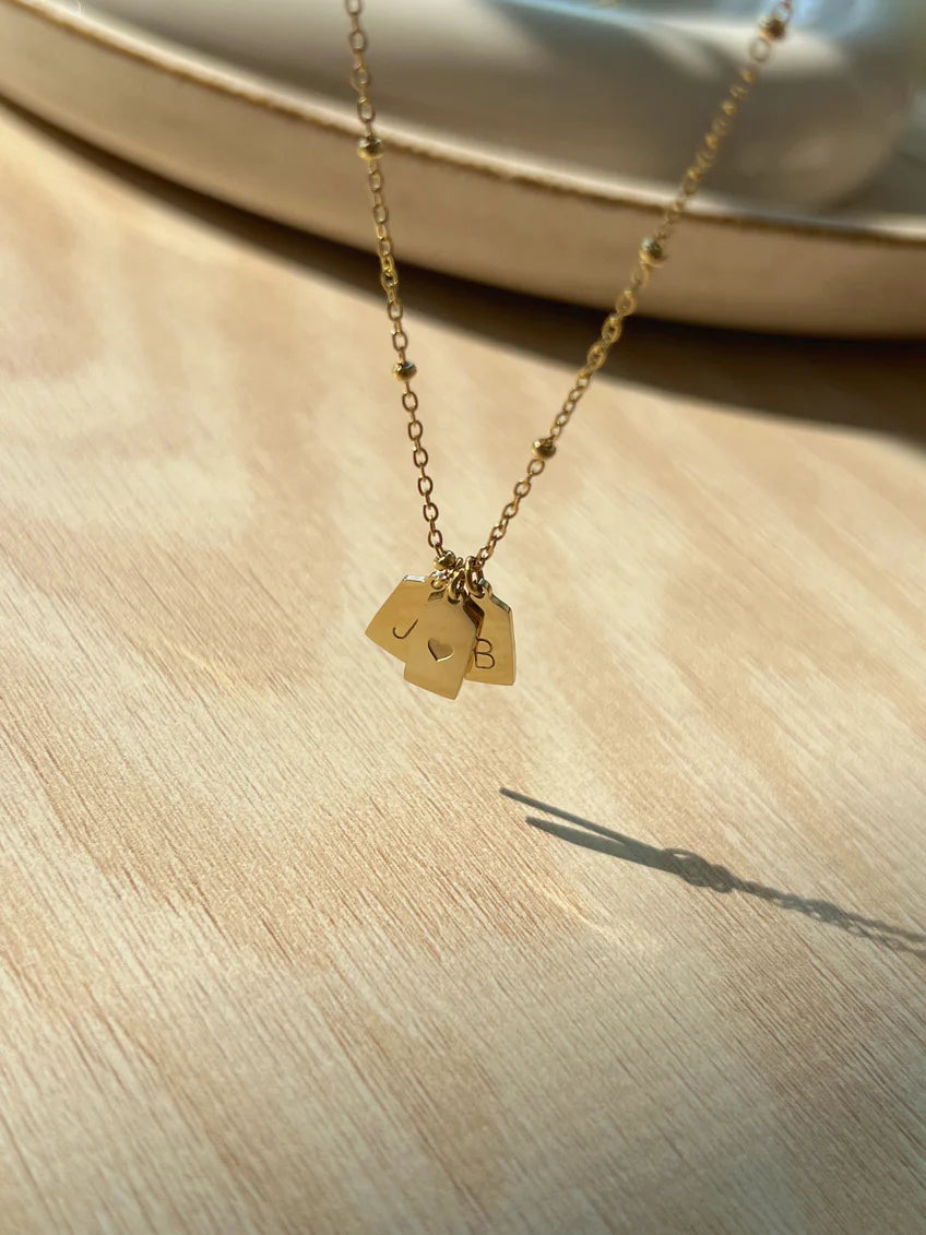 His & Her Initial Pendant with Heart