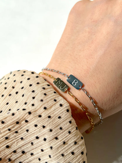 Rectangle Initial Bracelet