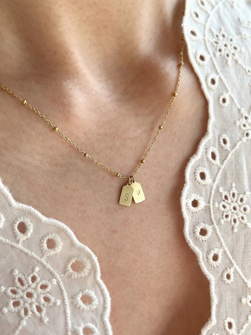 His & Her Initial Pendant with Heart