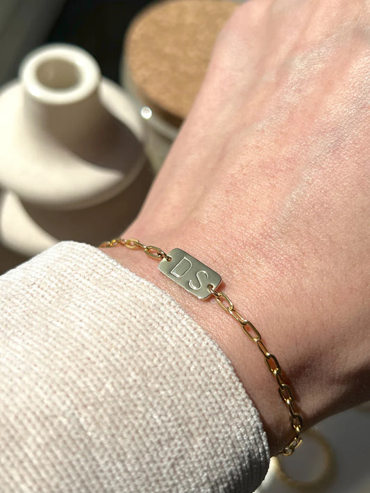 Rectangle Initial Bracelet