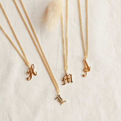 Old English Initial Necklace