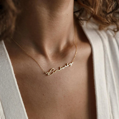 Minimal Script Name Necklace