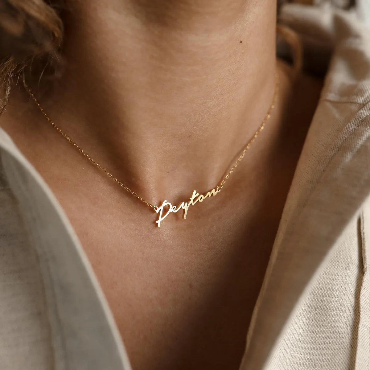 Minimal Script Name Necklace