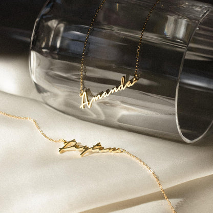 Minimal Script Name Necklace