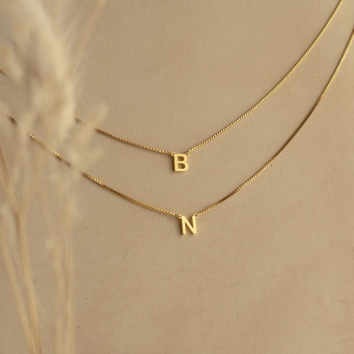 Double Initial BoxChain Necklace