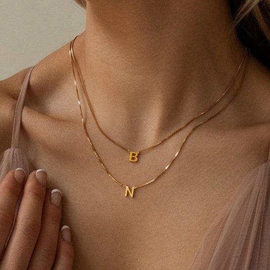 Double Initial BoxChain Necklace