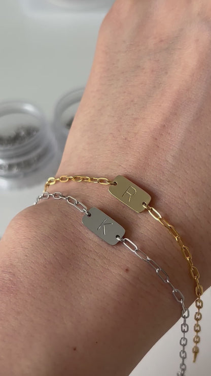 Rectangle Initial Bracelet